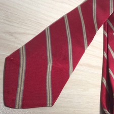 Brooks Brothers Makers Silk Tie England Burgundy Gold Gray Repp Stripe Ivy Trad