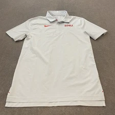 SMU Mustangs Shirt Mens Small Gray NCAA Basketball ACC Polo Nike Dri Fit