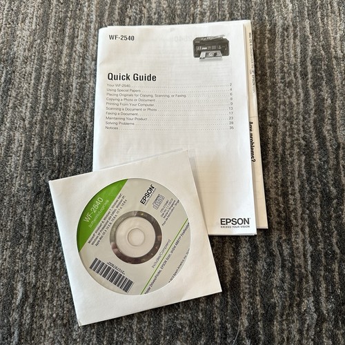 Epson Printer Software WF-2540 Disc For Drivers & Epson Scan & Instructions EUC