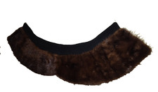 VTG 1960s Ladies Brown Soft Mink Fur Collar Black Knit Backing 30