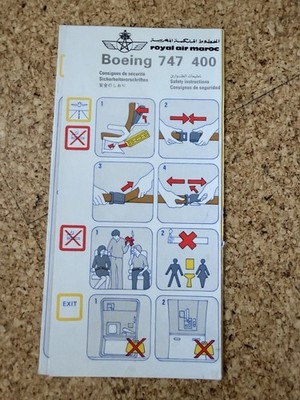 Royal Air Maroc Boeing 747 400 Safety Card Diff Font Color