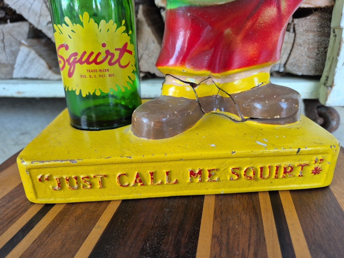 Vintage Original 1947 Squirt Boy Soda Pop Advertising Statue Just