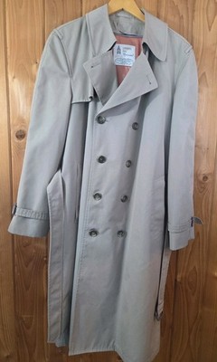 London Fog Maincoats Men s Trench Coat 44L Long Tan Belted Removable Liner