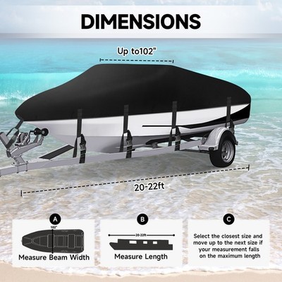 NEVERLAND 11''- 22'' V-Rumpf Bootspersenning Bootsabdeckung Bootsplane Wasserdicht