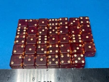 34-PIECE———-BEAUTIFUL  RED———BAKELITE DICE  CUBES 12MM+ over  83  grams