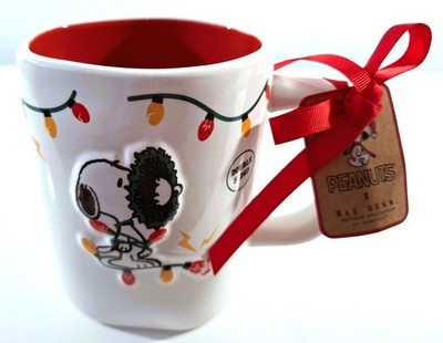 Snoopy Peanuts / Kaffeetasse Tasse Coffee Mug Cup Rae Dunn Keramik  rot weiß USA