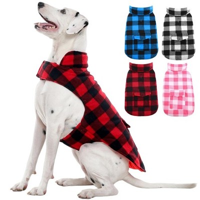Kuoser Warm Dog Coat, Reversible Dog Jacket British Style Red Plaid Coat L