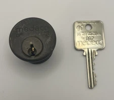 Medeco 1-1/8" Lock Mortise Cylinder Keyed 51S - With Key AA7