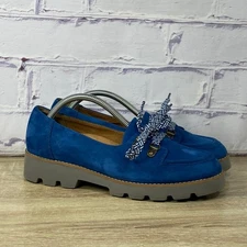Vionic Teagan Blue Nubuck Loafers Women's Size 7 Lug Sole Slip On Comfort Shoes