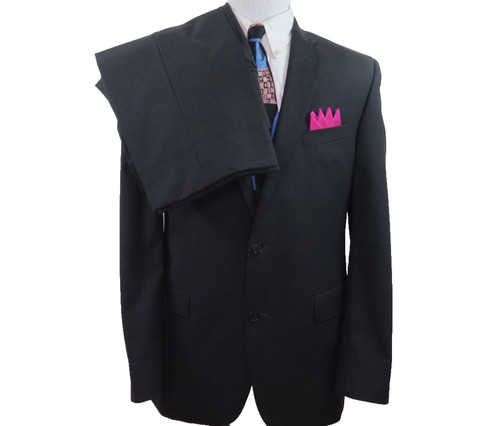 Jack Victor Select Pure Wool Mens Suit Dark Gray Micro-Checks 2 Piece 35x33 42 L