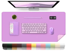 39.4x17-inch Large Leather Desk Pad Protector Non-Slip PU Suede Lilac