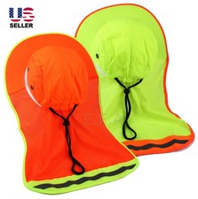 Hi Vis Reflective Sun Hat Work Neon Safety Baseball Cap with Neck Flap Wide Brim