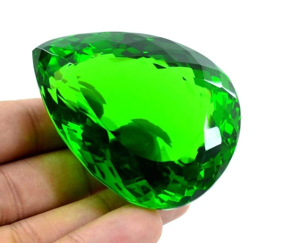 Piedra preciosa suelta de topacio verde corte pera natural brasileño 1000 quilates certificado AGL Foto 3 de 4