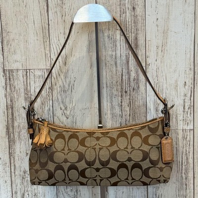 Vintage Coach 6371 East West Demi Baguette Shoulder Bag Beige Y2K