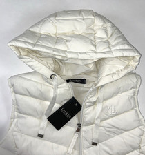 NEW RALPH LAUREN Size S Women's Vest PUFFER Hooded Cream Stretch RLL 150