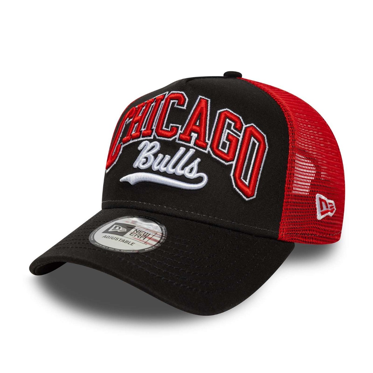 New Era Mens Chicago Bulls 9FORTY Script Ef Trucker Cap Black
