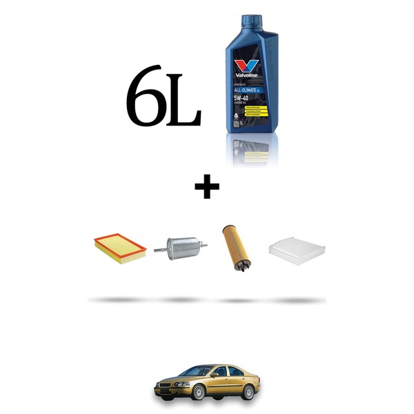 Hoffcar Wartungsset 4 Filter Und 6L ÖL FüR Volvo S60 2.5 Turbo 154Kw Ab 2002-image