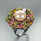 Fine Art jewelry Natural Pearl Ring 925 Sterling Silver Size 7 /R471288