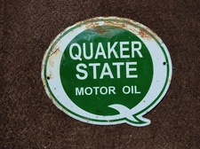 Porcelain Quaker state  Enamel Metal Sign Plate Size 7x6.5 Inches