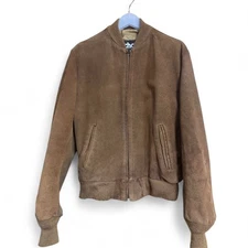 Schott USA 90s Suede Leather Bomber Jacket Brown Vintage Genuine Made in USA 38