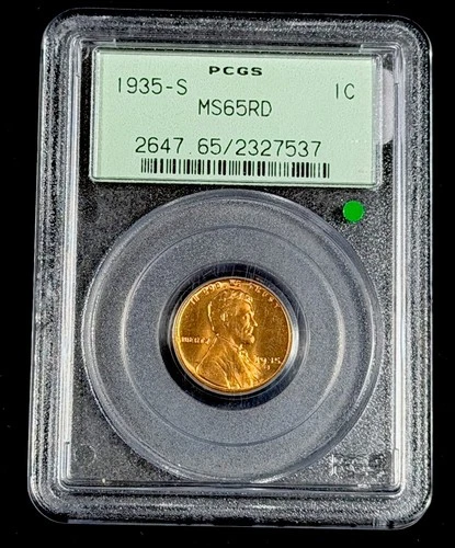1935 s lincoln cent PCGS MS 65 RD OLD GREEN HOLDER