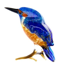 Kingfisher Bird Figurine Hand Blown Art Glass Murano Handmade 3*2*3 inch