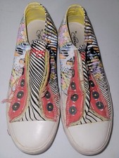 Ed Hardy Women's Slip On Laceless Canvas Shoes Size 7 Multi Graphic Design