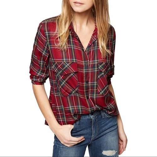 sanctuary plaid boyfriend shirt