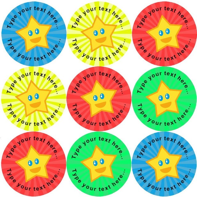 144 Happy Star Personalised 30 Mm Reward Stickers for School Teachers