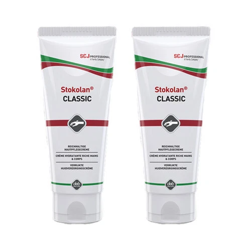 SC JOHNSON 2x STOKO® Stokolan® Classic 100ml Tube Haut- + Handcreme Creme Salbe Silikonfrei