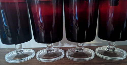 Vintage 4” Luminarc ARCOROC FRANCE Ruby Red Cordial Cocktail Wine Glass Set of 7 - Picture 4 of 6