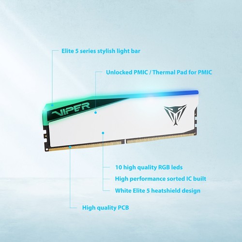 Patriot Viper Elite 5 RGB 32GB (1x32GB) DDR5-6000 PC5-48000 CL30 XMP/EXPO PC RAM - Afbeelding 3 van 9