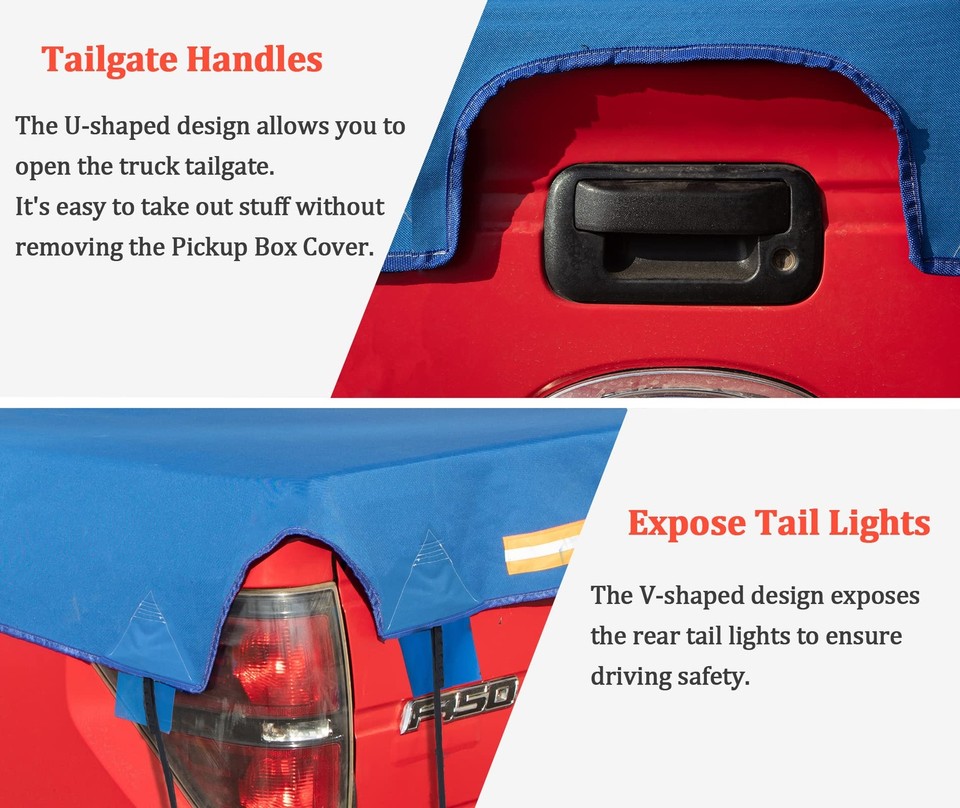 Truck Bed Tarp Cover for Long Bed 8' Box Fit for Ford F150 GMC