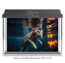 Orange Grey Cat Swimming Polyester Fish Tank Glass Backdrop Aquarium Background