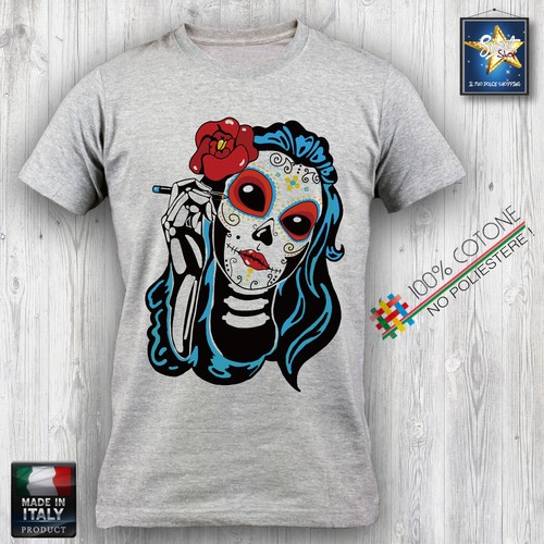 T-shirt skull mexican lady teschio messicano lady idea regalo - Picture 2 of 7