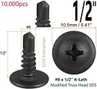 Modified Truss Head Self Drilling / Tapping Screws #8 x 1/2" K-Lath Black 10,000