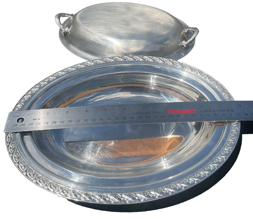BANDEJA DE SERVIR PARA TAZÓN DE COMPAÑÍA INTERNATIONAL PLATEADA DISEÑO ROSA CON CUBIERTA - Imagen 2 de 11