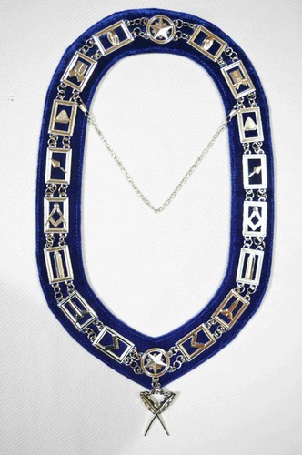 MASONIC BLUE LODGE CHAIN COLLAR WITH FREE SECRETARY OFFICER JEWEL - Picture 1 of 4