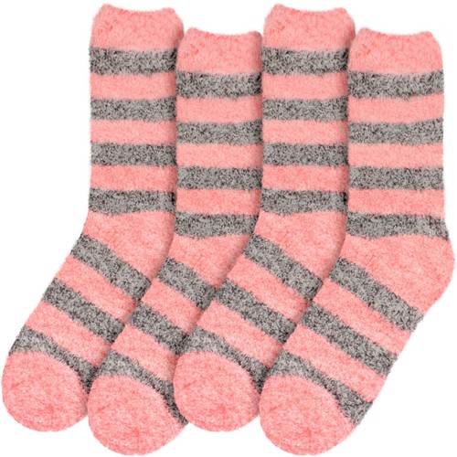 Chirpy Socks - Women's Soft Fuzzy Warm Cozy Striped Fuzzy Socks - Picture 8 of 34