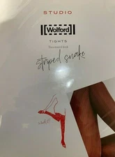Wolford Studio Striped Snake Tights Color: Red Rust/Black Extra Small 14754