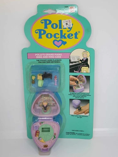 NOC!! NEW! Polly Pocket Grand Piano (Perfect Piano Recital) Ring and Ring Case