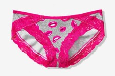New w/Tag Victoria's Secret Lace Trim Bikini Hot Pink Lips Sz XS