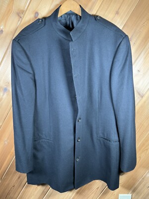 Ralph Lauren 'Black Label' Mandarin Collar Nehru Black Suit Jacket