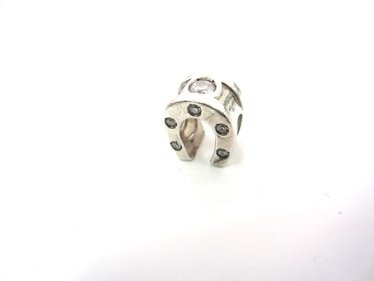 AUTHENTIC CHAMILIA STERLING SILVER JB-30A HORSESHOE CLEAR CZ BEAD CHARM  LUCKY