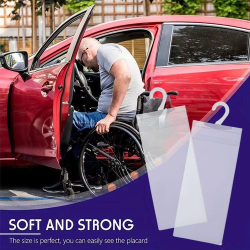 1*Handicap Placard Holder Disabled Parking PermitProtector Mirror Tag SleeveHang - Bild 3 von 8