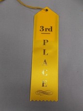 3rd Place yellow award ribbon yellow string and card lot of 15