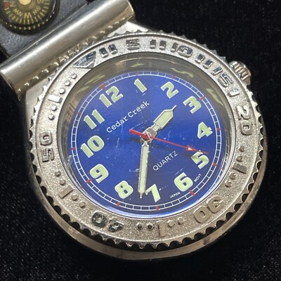 Cedar Creek Pocket Watch Blue Dial Stainless Steel Clip On