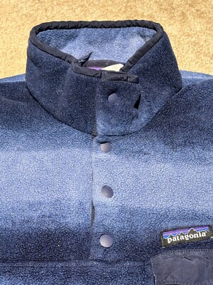 patagonia Synchilla XS ベージュ・ネイビー Vintage 2000s Patagonia Synchilla Navy/Blue Striped T Snap