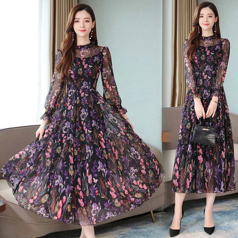 Cheap Chiffon Fabric Summer Dress Fashion Printed Floral By Half