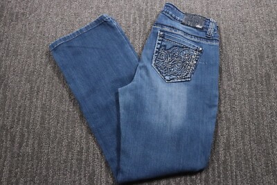 Petrol Maggie Straight Jeans Embroidered Rhinestone Back Pocket Denim Women's 31